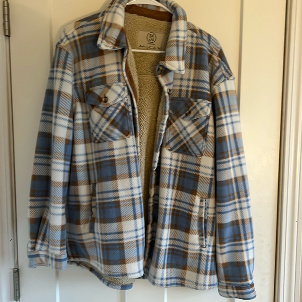 sage flannel coat